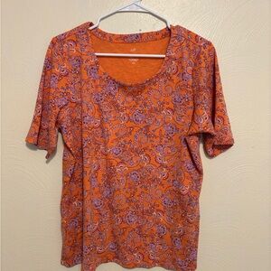 J.Jill Pima Slub Scoop Neck Print Tee – Petite Large